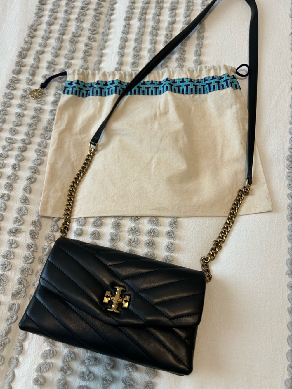 Tory Burch Black Quilted Leather Chain-Shoulder Crossbody